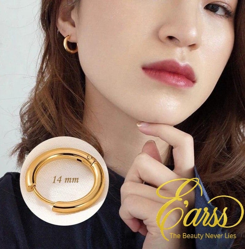 Earss Huggie Hoop Earrings 14 mm Gold Earring | Stainless Steel | 18K Gold Plated - Image 5