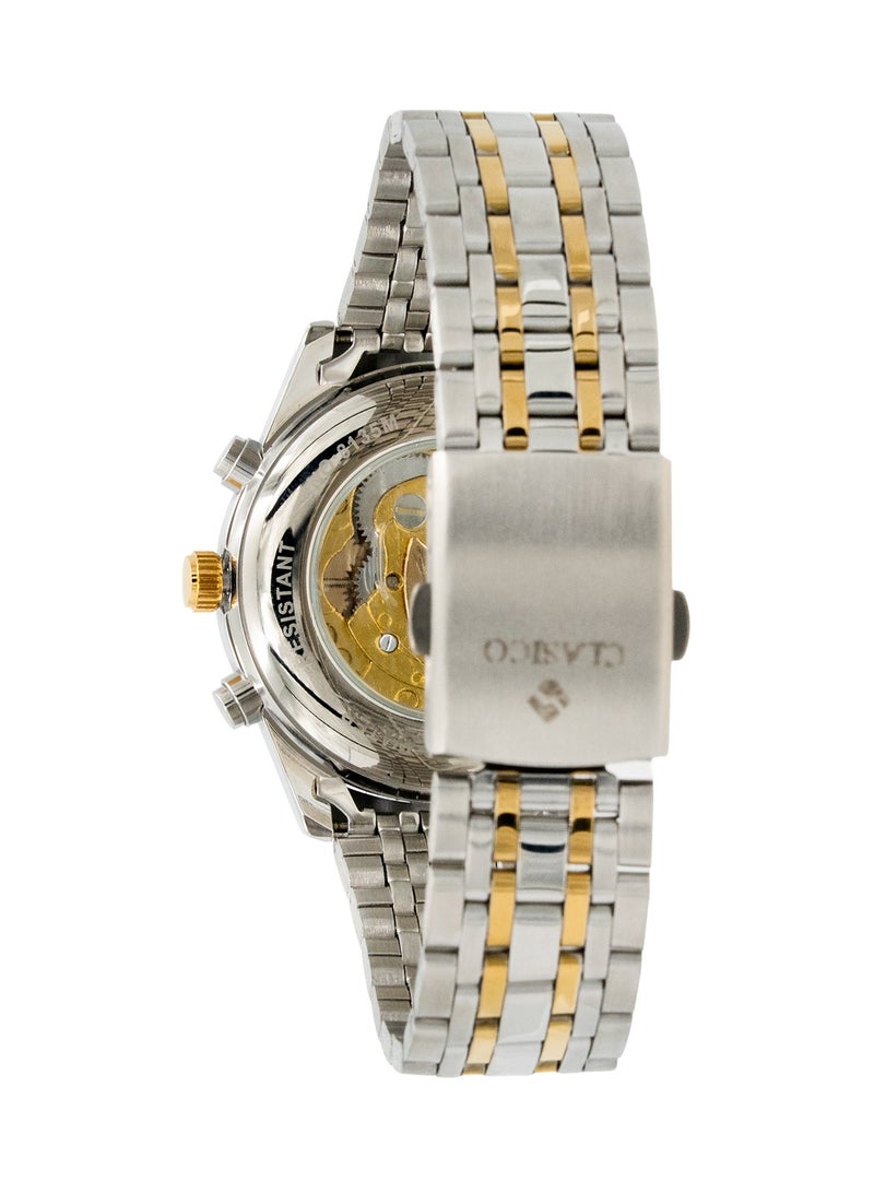 Clasico ساعة نيكزورا كرونوغراف بـ 6 أيدٍ – إصدار الذهب الشمبانيا مع حزام من الفولاذ المقاوم للصدأ – حركة عيار Elite Y121 – تصميم مقاوم للماء - Image 4