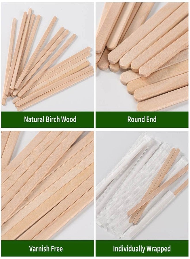 MFJUNS 500pcs Individually Wrapped Wooden Coffee Stirrers - 5.5" Coffee Stir Sticks, Round End Disposable Stir Sticks, For Coffee, Cocktail and Hot Drinks - Image 3