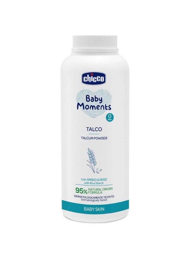 Chicco Baby Moments Talcum Powder, Noenate Talc, With Rice Starch, Leaves Skin Dry And Soft, 0m+, 150g