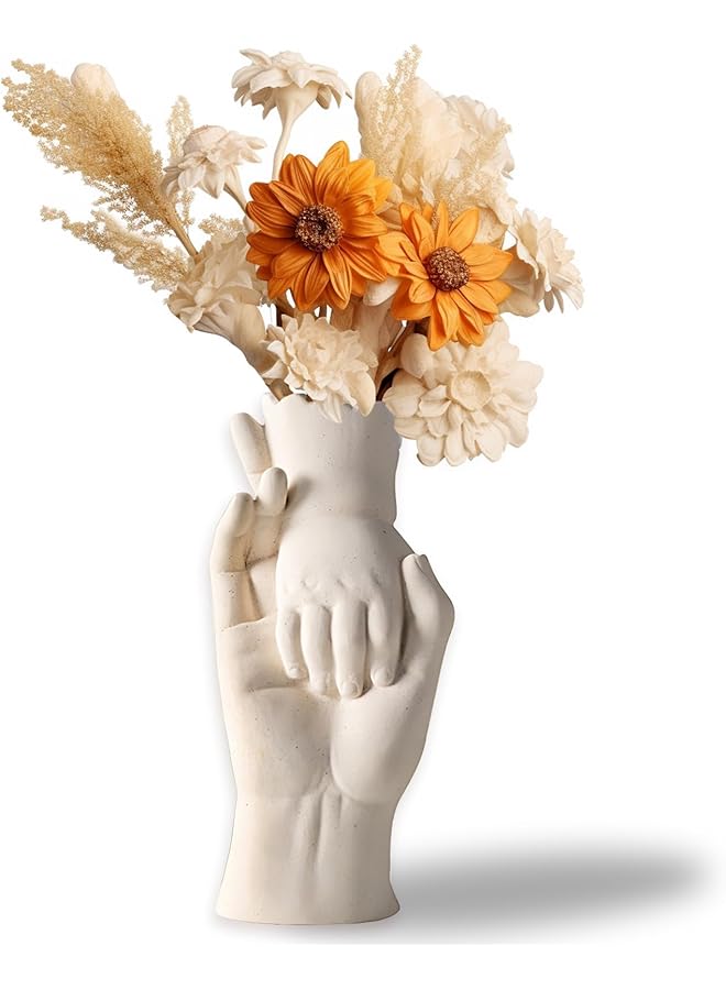 The Bros White Ceramic Vase, Modern Decoration Living Room, Table, Shelf, Bookcase, Mantel and Entrance Area, for Pampas Grass, Minimalist Vase, Large, Matte White - Image 1