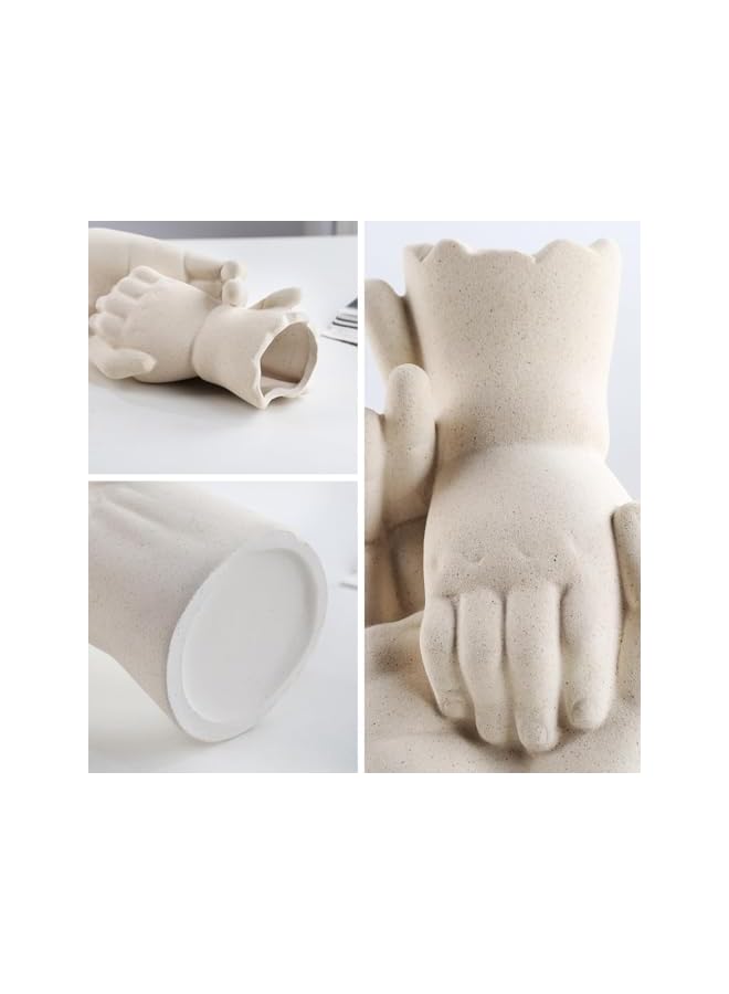 The Bros White Ceramic Vase, Modern Decoration Living Room, Table, Shelf, Bookcase, Mantel and Entrance Area, for Pampas Grass, Minimalist Vase, Large, Matte White - Image 3