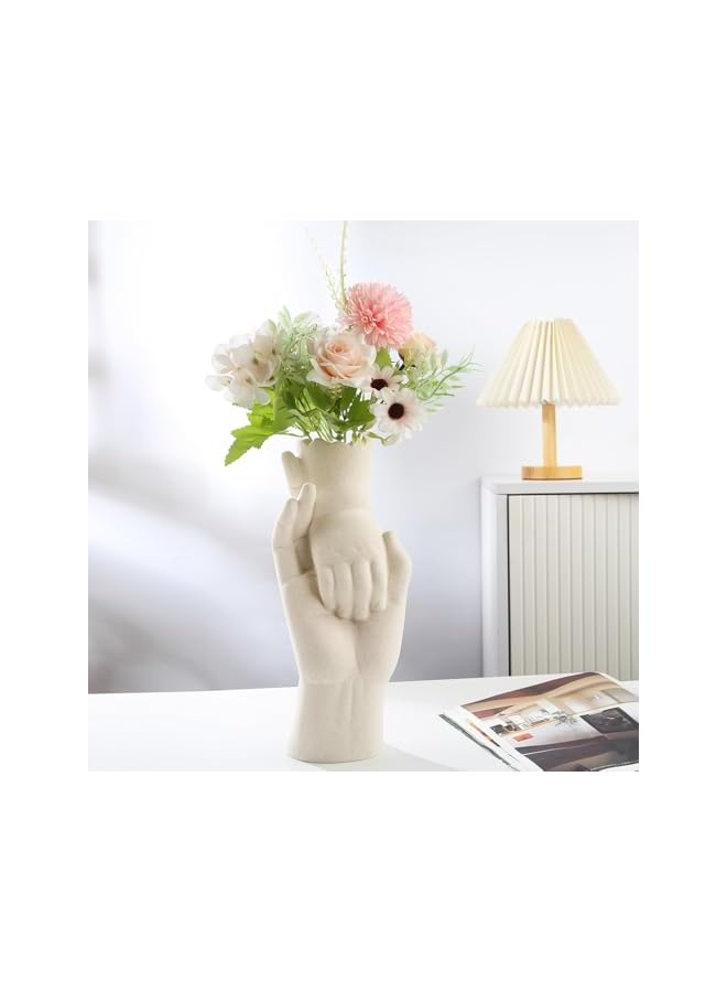 The Bros White Ceramic Vase, Modern Decoration Living Room, Table, Shelf, Bookcase, Mantel and Entrance Area, for Pampas Grass, Minimalist Vase, Large, Matte White - Image 2