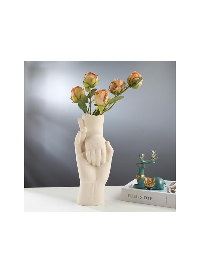 The Bros White Ceramic Vase, Modern Decoration Living Room, Table, Shelf, Bookcase, Mantel and Entrance Area, for Pampas Grass, Minimalist Vase, Large, Matte White - Image 4