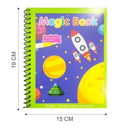 VGRASSP Reusable Magic Water Coloring Painting Book for Kids - Self Drying Water Pen - Fun and Learn Cartoon Educational Drawing Pad (Pack of 6) - Image 3