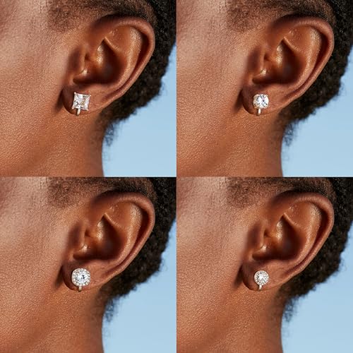 Thunaraz Cubic Zirconia Clip on Earrings - Women Hypoallergenic Comfortable Non Pierced Stud Earrings for Wedding and Dance Competitions Silver Clip-on Earrings - Image 4