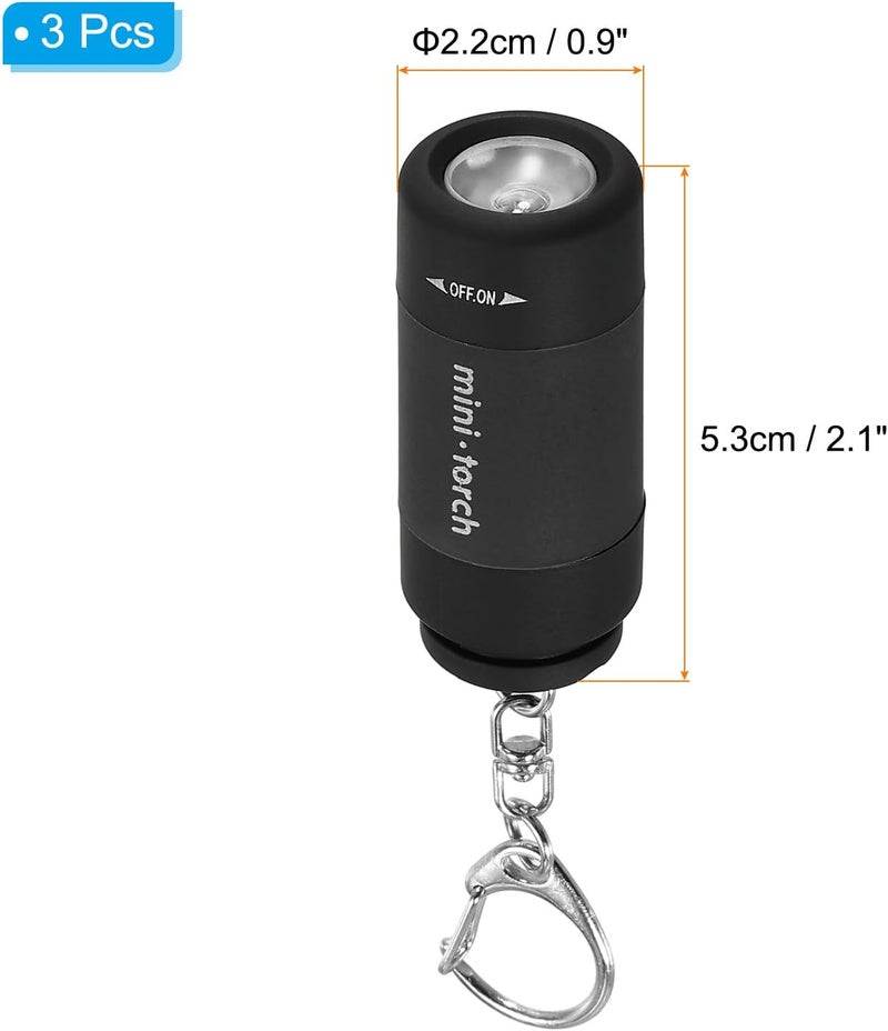 PATIKIL Mini Rechargeable LED Keychain Flashlight - 3 Pack EDC Portable Torch with USB Charging - Image 2