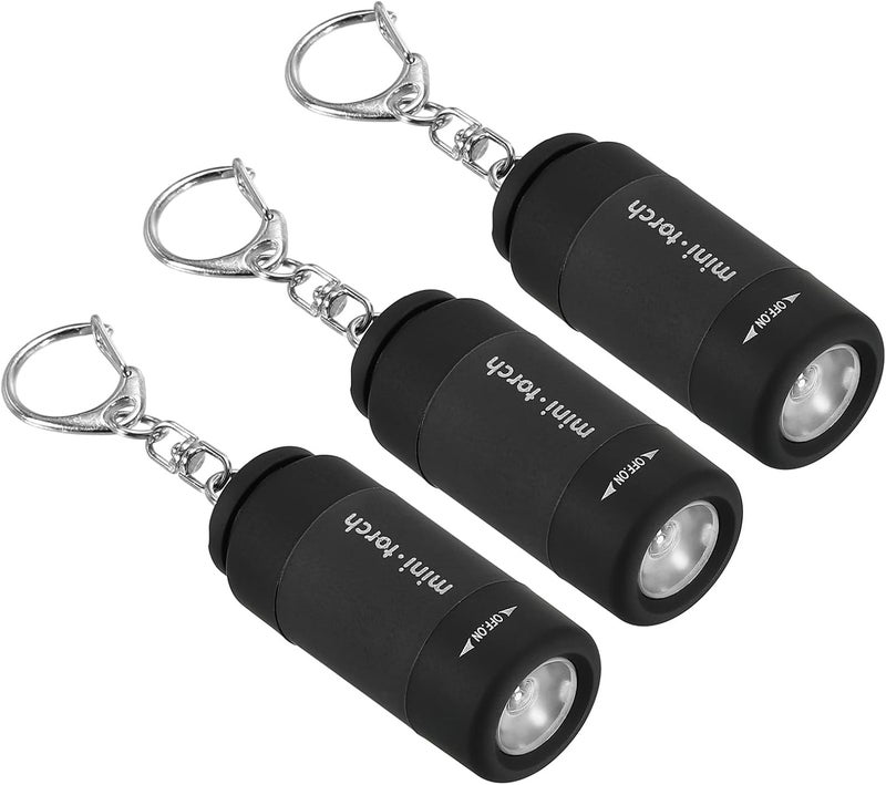 PATIKIL Mini Rechargeable LED Keychain Flashlight - 3 Pack EDC Portable Torch with USB Charging - Image 1