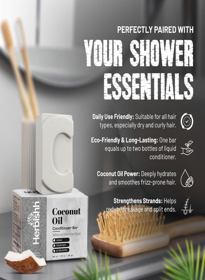 Herbishh Coconut Oil Conditioner Bar, Deep Moisturizing Solid Conditioner Soap for Dry & Curly Hair, Vegan Bar for Women & Men, Nourishes & Restores Damaged Hair for Less Breakage Sulfate Free 3.53 oz - Image 4