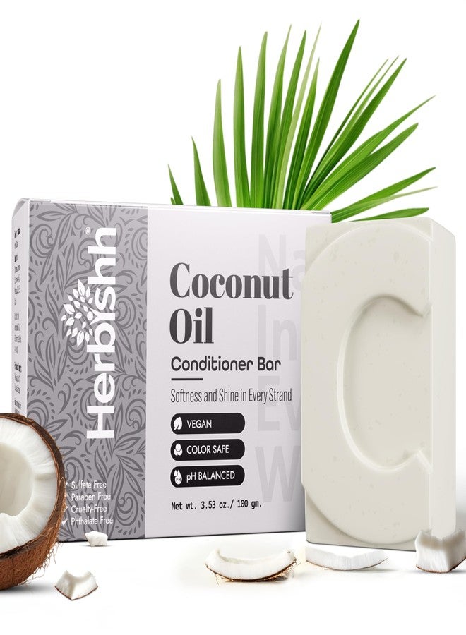 Herbishh Coconut Oil Conditioner Bar, Deep Moisturizing Solid Conditioner Soap for Dry & Curly Hair, Vegan Bar for Women & Men, Nourishes & Restores Damaged Hair for Less Breakage Sulfate Free 3.53 oz - Image 1