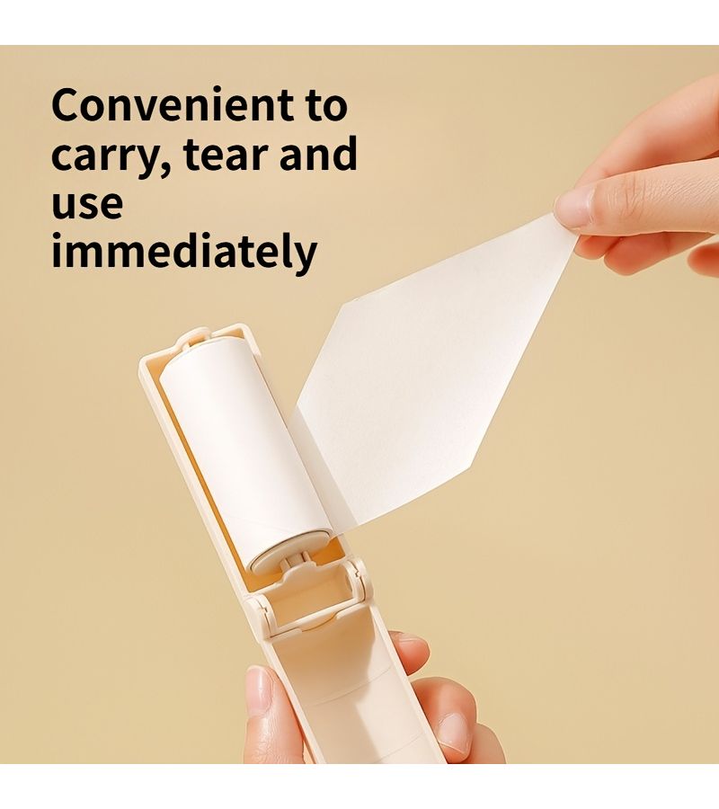 Beige Portable Foldable Lint Remover With Lid Dustproof Ideal For Travel Home Office - Image 5