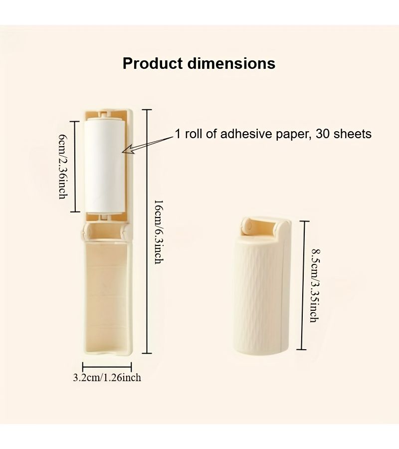 Beige Portable Foldable Lint Remover With Lid Dustproof Ideal For Travel Home Office - Image 2