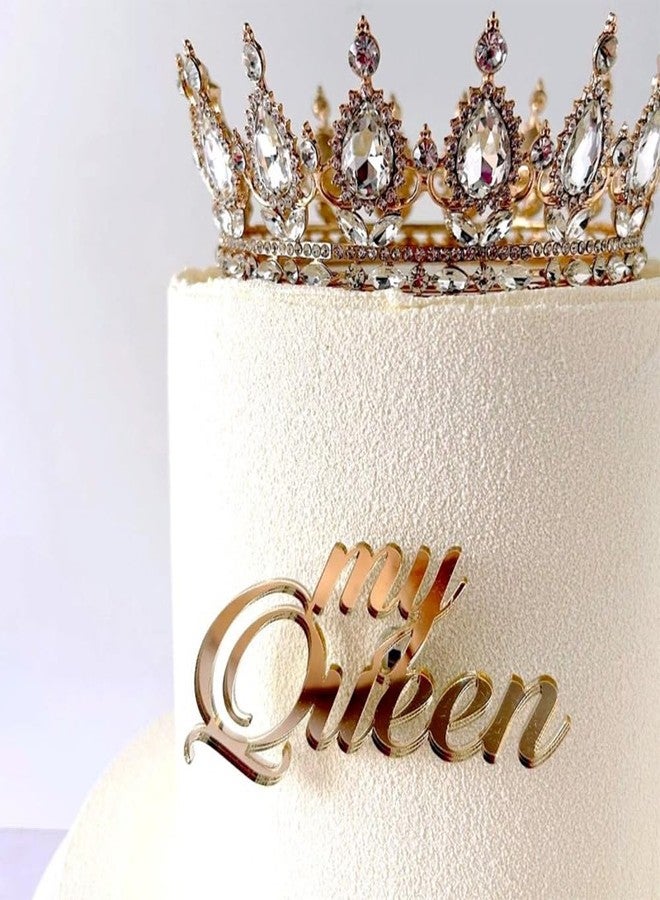 IPEWOEF 4pc My Queen Acrylic Birthday Cake Toppers - Queen Gold Cake Decor for Women's Birthday Cake Toppers & Party Supplies - Image 3