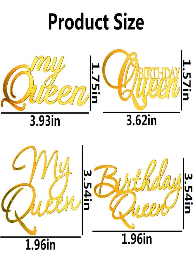 IPEWOEF 4pc My Queen Acrylic Birthday Cake Toppers - Queen Gold Cake Decor for Women's Birthday Cake Toppers & Party Supplies - Image 2
