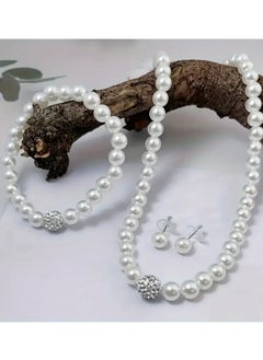 Home Clearance Sale 1pc Imitation Pearl Necklace + 1pc Bracelet + 2pcs Earrings Women's Bridal Jewelry Set Suitable for Dance, Wedding and Party or Gift No Box  - Image 4
