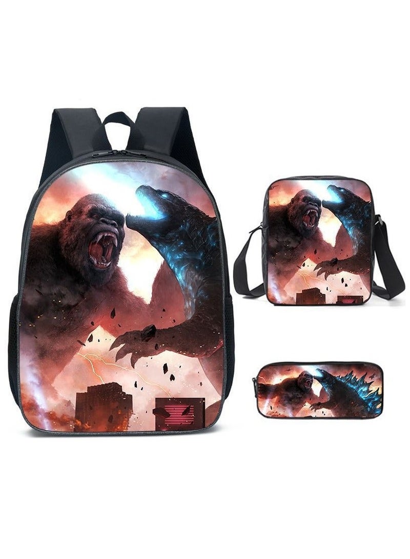 Godzilla New Godzilla Student Backpack Three-piece Set 29*16*42cm