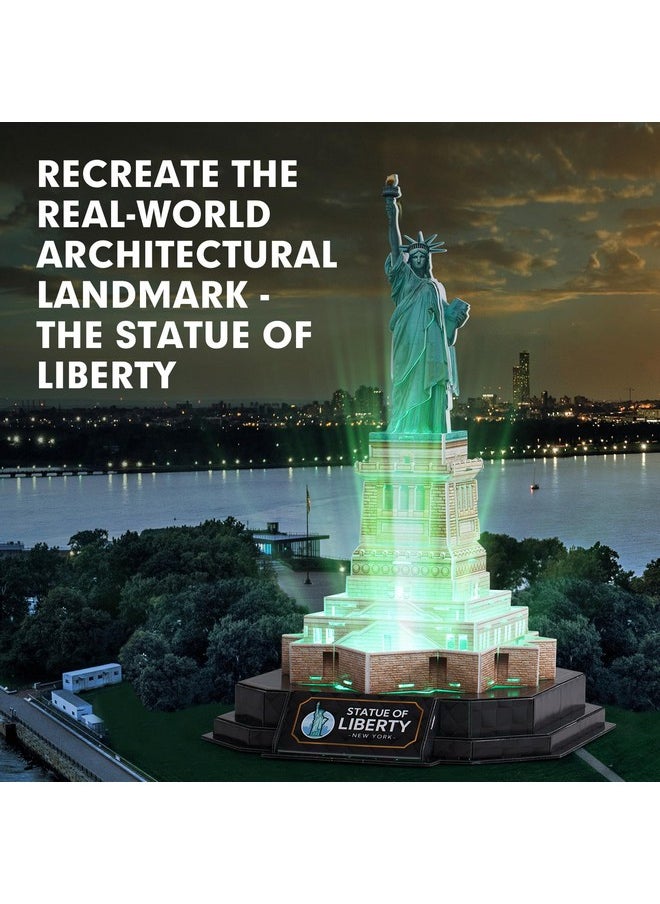 CubicFun - 3D Puzzle Led Statue Of Liberty With Colorful Lights 3D Puzzles For Adults Model Kits New York Building Crafts For Adults Brain Teaser Architecture Desk Puzzle Gifts For Women Men - Image 1