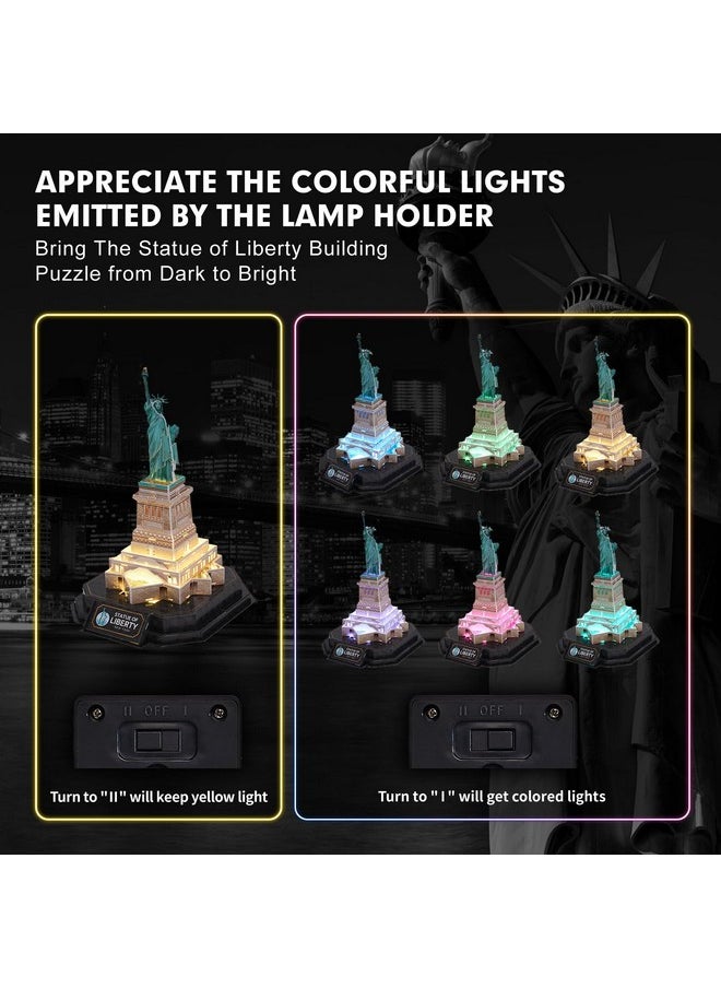 CubicFun - 3D Puzzle Led Statue Of Liberty With Colorful Lights 3D Puzzles For Adults Model Kits New York Building Crafts For Adults Brain Teaser Architecture Desk Puzzle Gifts For Women Men - Image 1