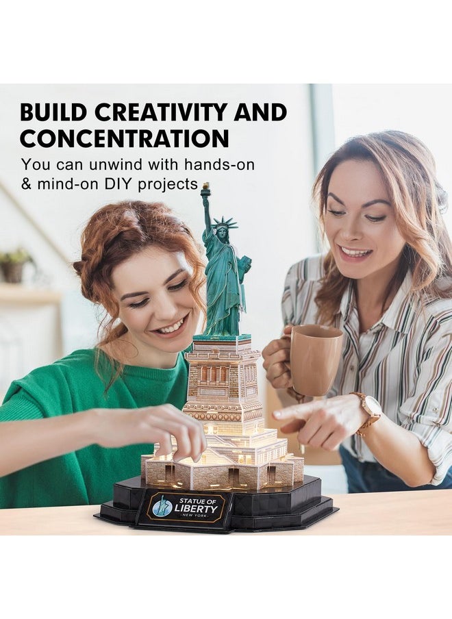 CubicFun - 3D Puzzle Led Statue Of Liberty With Colorful Lights 3D Puzzles For Adults Model Kits New York Building Crafts For Adults Brain Teaser Architecture Desk Puzzle Gifts For Women Men - Image 1