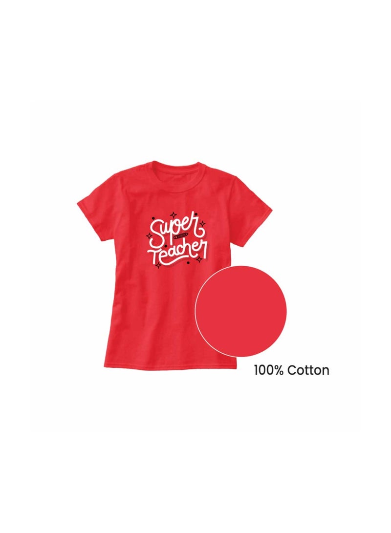 Women’s Teacher's Day Printed T-Shirts Gift for Teachers Adult Soft Cotton Graphic Tees, Comfortable Casual Wear, Teacher Appreciation Women’s Tops