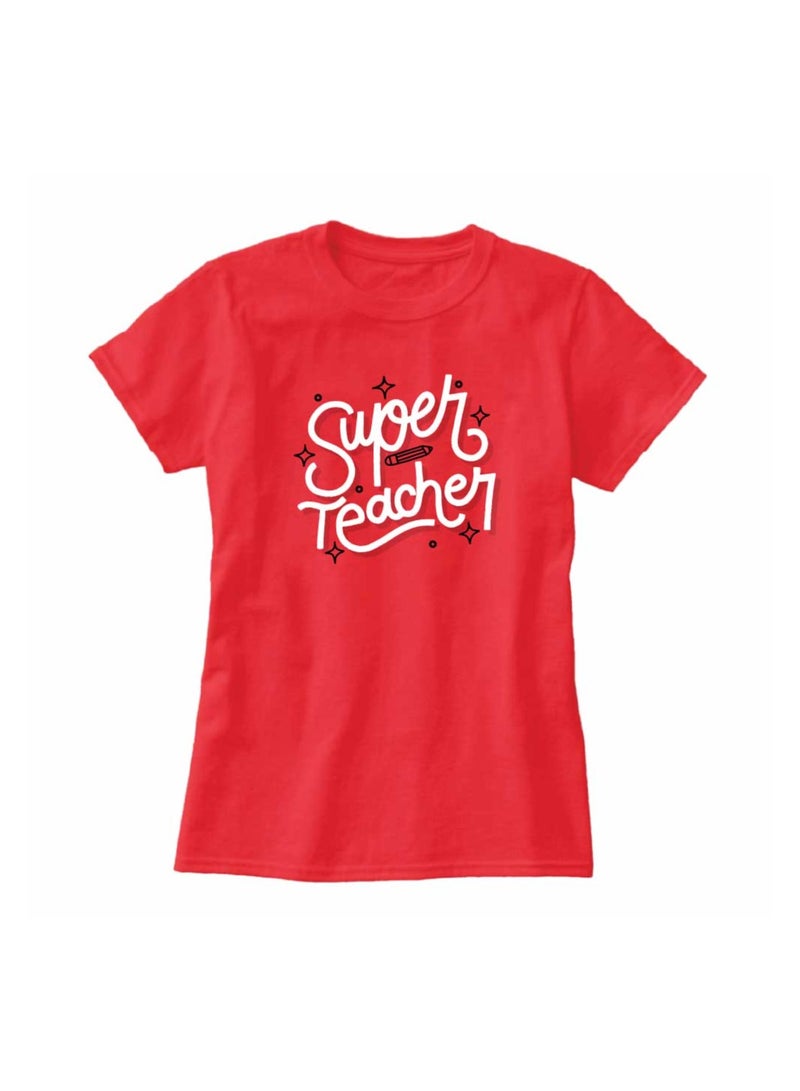 Women’s Teacher's Day Printed T-Shirts Gift for Teachers Adult Soft Cotton Graphic Tees, Comfortable Casual Wear, Teacher Appreciation Women’s Tops