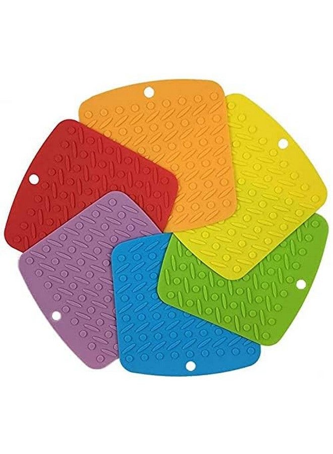 P-Plus International Silicone Trivets Mat for Dish Hot Pads for Counter Top,Pan and Pot Heat Resistant Hot Protector (Square1817 Pack of 6 Random) - Image 2