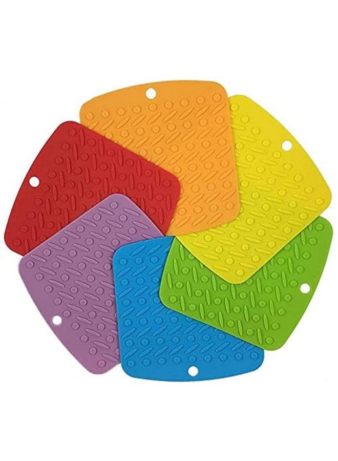 P-Plus International Silicone Trivets Mat for Dish Hot Pads for Counter Top,Pan and Pot Heat Resistant Hot Protector (Square1817 Pack of 6 Random) - Image 1