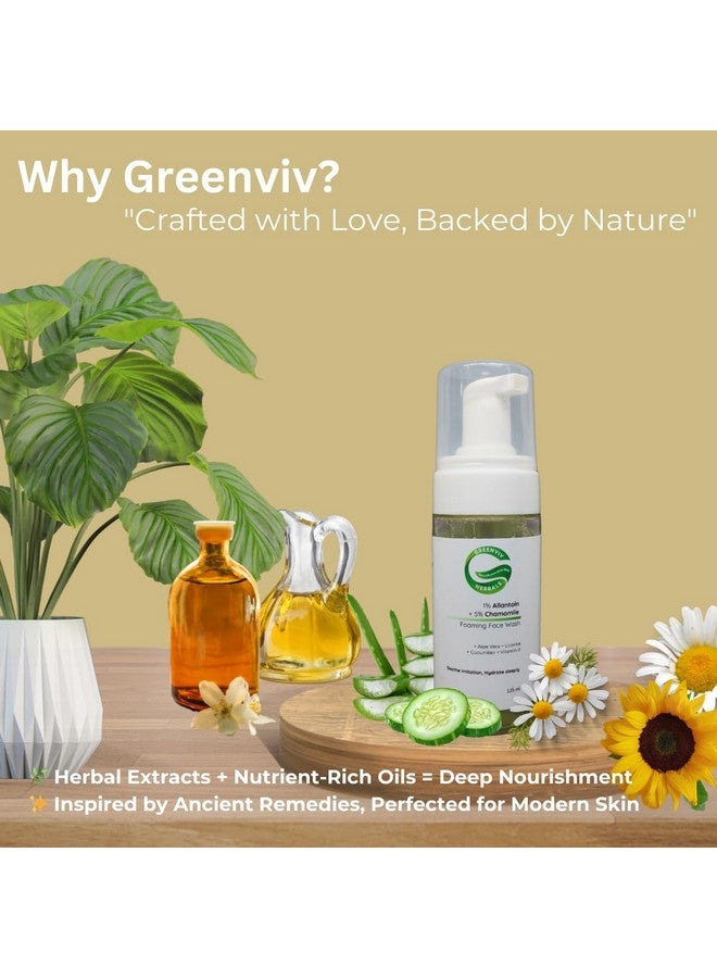 Greenviv 1% Allantoin + 5% Chamomile Hydro-Glow Foaming Face Wash | Gently Hydrates, Soothes & Refreshes Skin | 125ml - Image 4