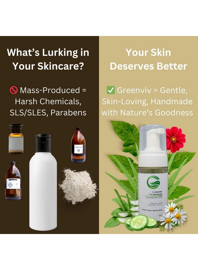 Greenviv 1% Allantoin + 5% Chamomile Hydro-Glow Foaming Face Wash | Gently Hydrates, Soothes & Refreshes Skin | 125ml - Image 3