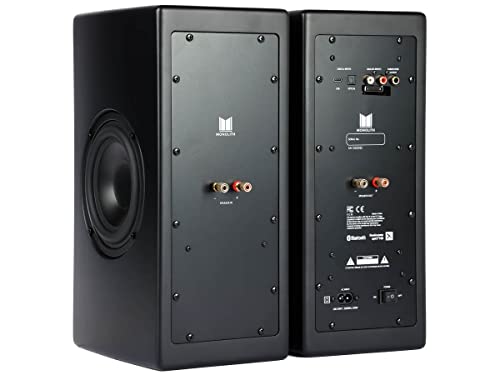 Monoprice Monolith Powered Desktop Speakers - 100-Watt with Optical and USB Inputs, Subwoofer Output, Bluetooth aptX HD, Remote Control Included, for PCs and Laptops, Black, MTM-100 - Image 3
