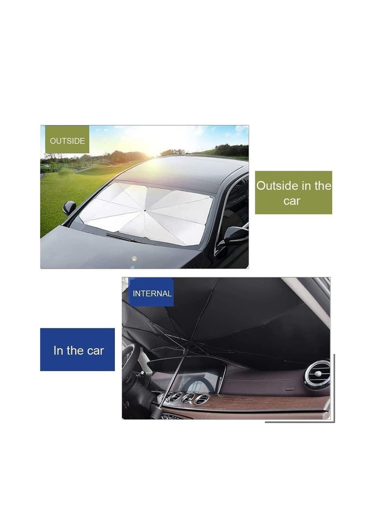 Generic Car Umbrella Sun Shade Cover, Foldable Sun Shades Car for Windshield Parasol to Keep Your Vehicle Cool and Damage Free, Block Heat UV Rays Sun Visor Protector, Easy to Use  - Image 2