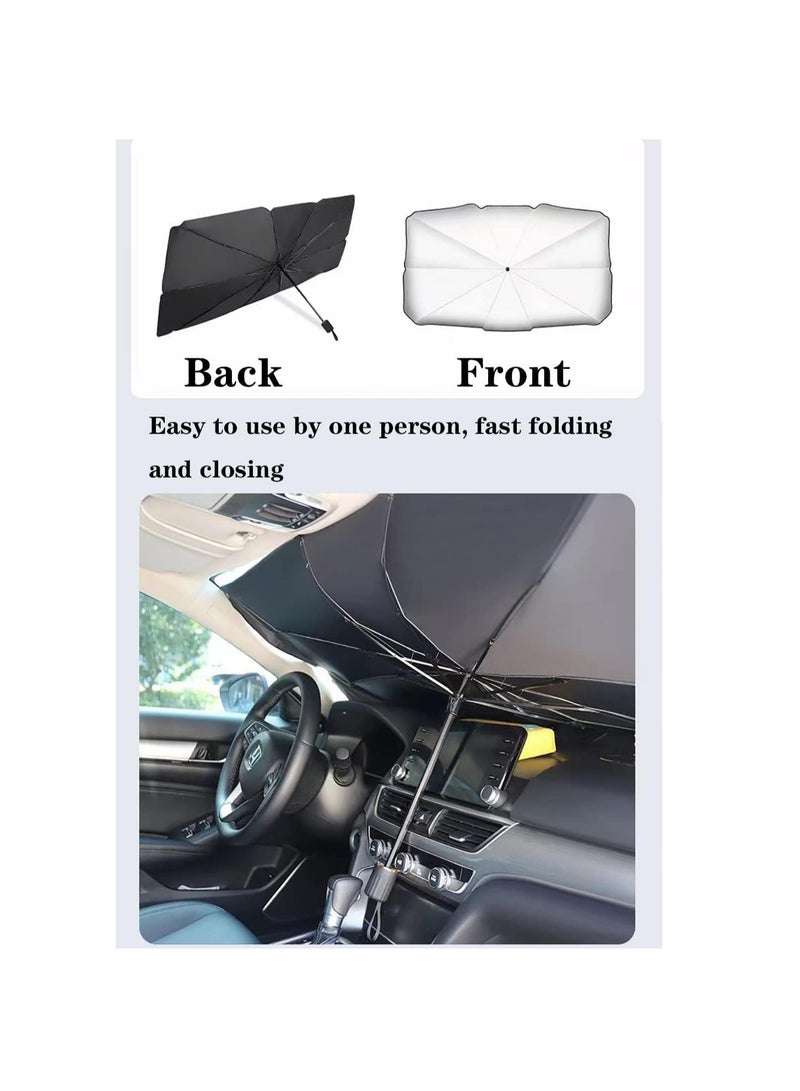 Generic Car Umbrella Sun Shade Cover, Foldable Sun Shades Car for Windshield Parasol to Keep Your Vehicle Cool and Damage Free, Block Heat UV Rays Sun Visor Protector, Easy to Use  - Image 3