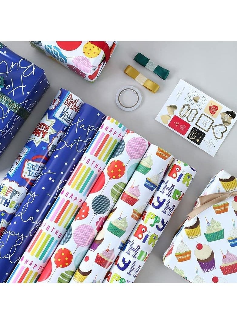 Royal Polar ROYAL POLAR  wrapping paper gift wrap paper set included 6 kraft paper 50x70cm with 2 rolls of 5m rope, one sticker, one roll of double sided tape  - Image 5