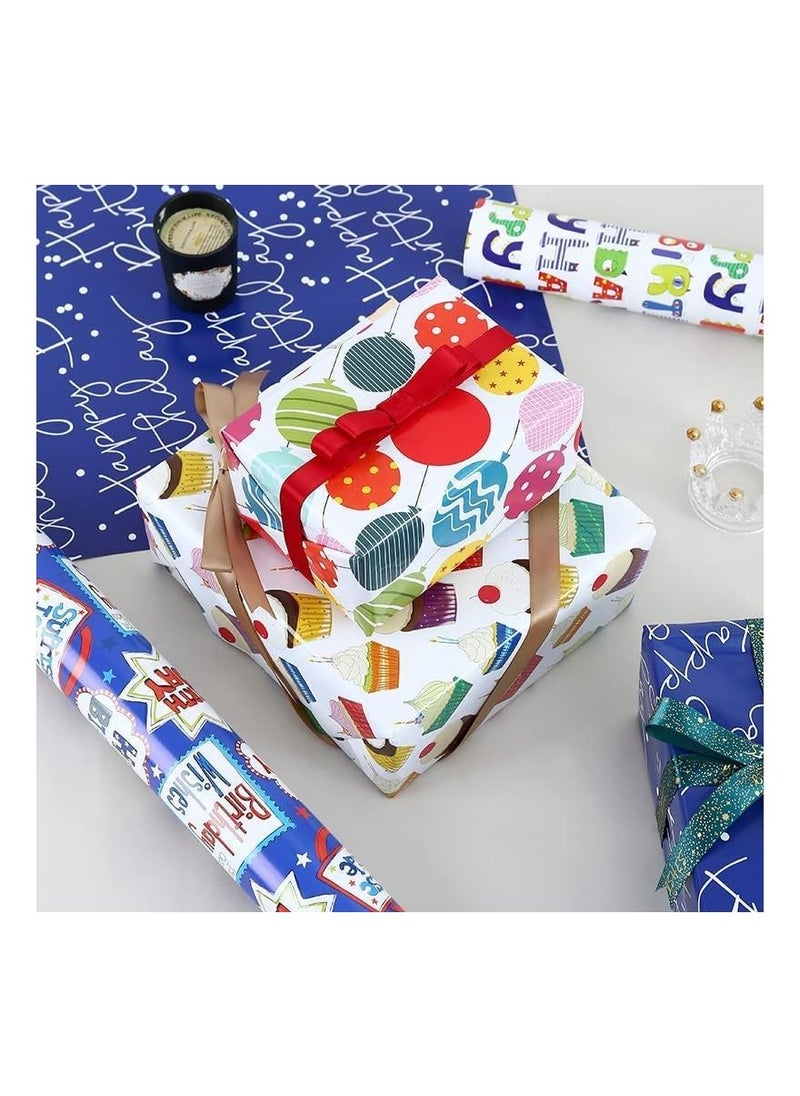 Royal Polar ROYAL POLAR  wrapping paper gift wrap paper set included 6 kraft paper 50x70cm with 2 rolls of 5m rope, one sticker, one roll of double sided tape  - Image 3