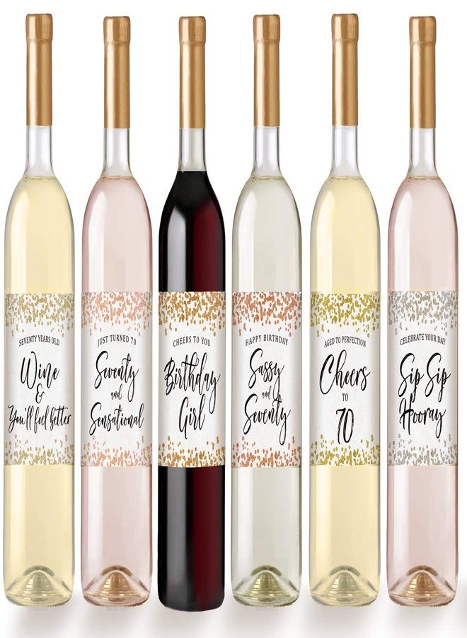 برينتد بارتي ملصقات زجاجات نبيذ مطبوعة لحفلات عيد الميلاد السبعين، مع قصاصات ورق ملونة، مجموعة من 6 قطع - Image 2
