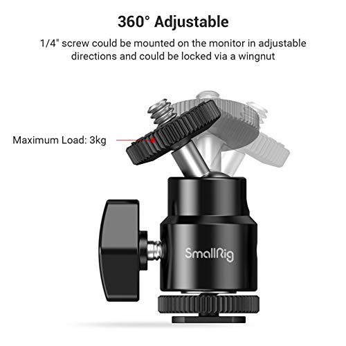 SmallRig 1/4" Camera Hot Shoe Mount, Ballhead Tripod with Additional 1/4" Screw, 2pcs Pack - 2059 - Image 3