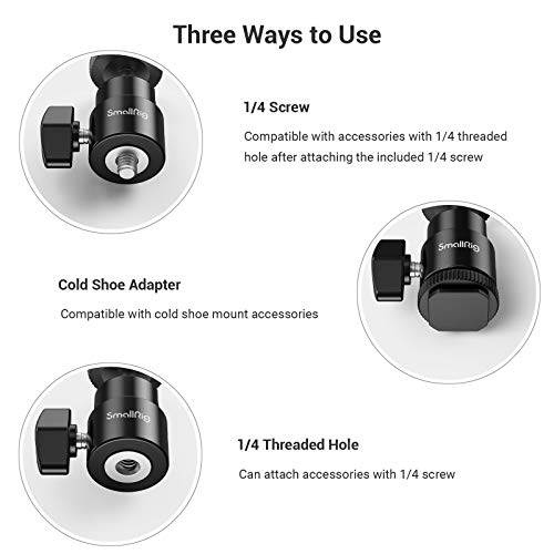 SmallRig 1/4" Camera Hot Shoe Mount, Ballhead Tripod with Additional 1/4" Screw, 2pcs Pack - 2059 - Image 4