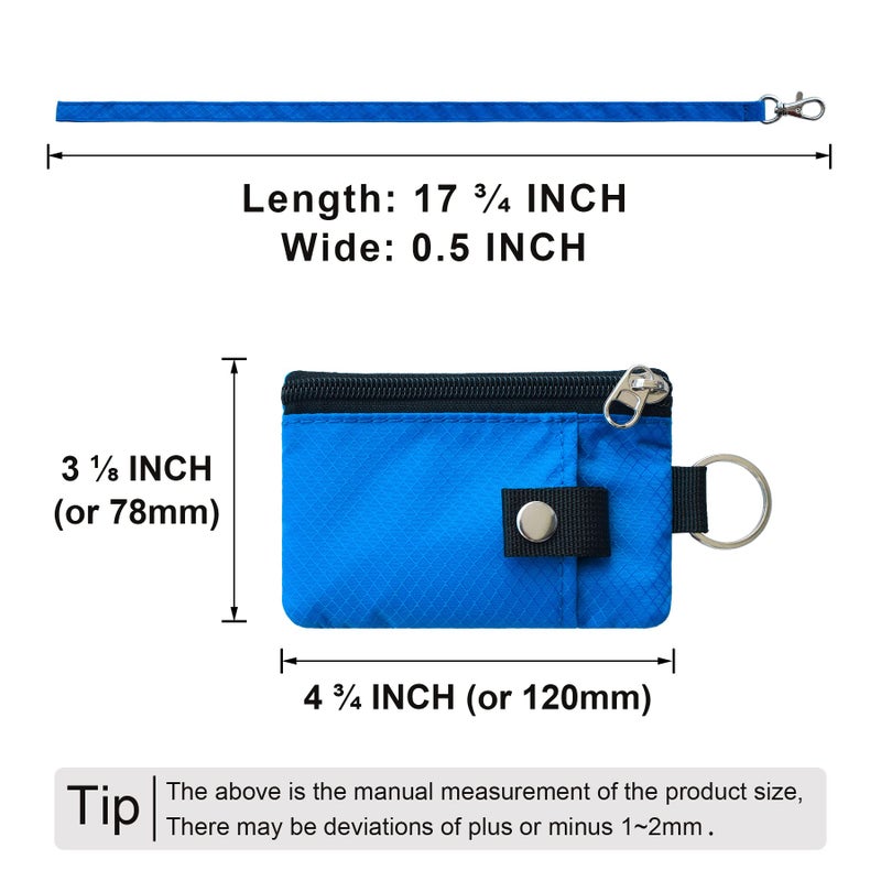 CHENSPRX Minimalist RFID Blocking Small Wallet with ID Window,WaterResistant Zip Id Case Wallet with Lanyard Keychain for Cards,Cash,Travel,Women,Men (Blue) - Image 5