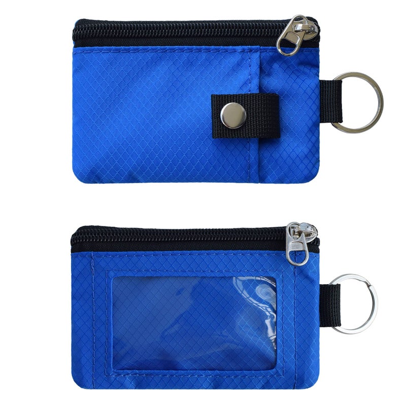 CHENSPRX Minimalist RFID Blocking Small Wallet with ID Window,WaterResistant Zip Id Case Wallet with Lanyard Keychain for Cards,Cash,Travel,Women,Men (Blue) - Image 3