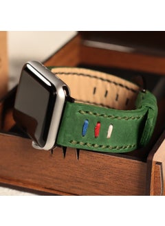 Vagave Apple Watch Band 42MM 44MM 45MM 49MM 3 / 4 / 5 / 6 / Se / 7 / 8 / Ultra / Ultra 2 Leather Band Leather Strap Green  - Image 1