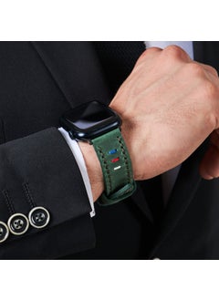 Vagave Apple Watch Band 42MM 44MM 45MM 49MM 3 / 4 / 5 / 6 / Se / 7 / 8 / Ultra / Ultra 2 Leather Band Leather Strap Green  - Image 4