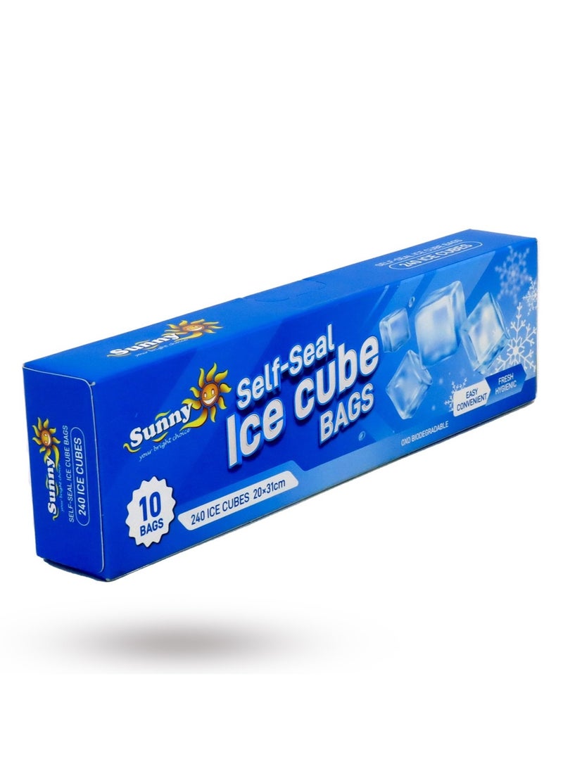 Sunny Your Bright Choice Ice Cube Bags Self-Seal 240 Ice Cubes 20cm x 31cm, 10 Pieces  - Image 1