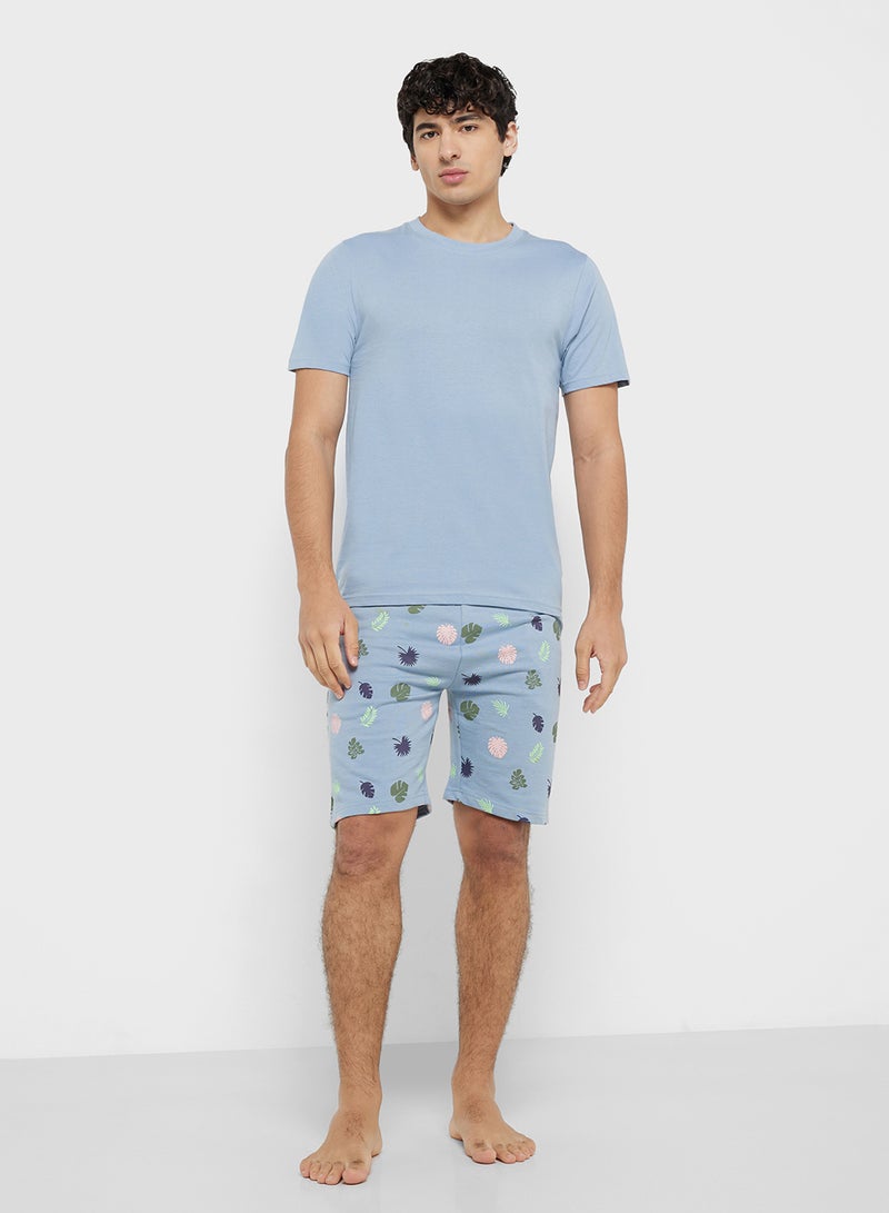 Seventy Five Mens Solid Tshirt Aop Shorts  - Image 1