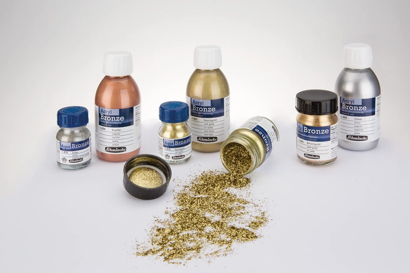 Schmincke - Aqua-Bronze, rich pale gold, 20 ml, 15 812 032, shiny metallic effects on gouache and watercolor paintings, paper, cardboard, painting board, canvas - Image 5