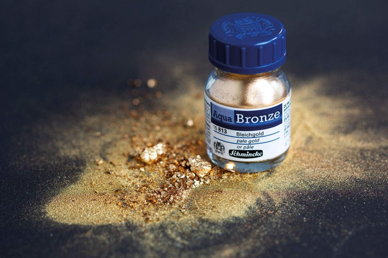 Schmincke - Aqua-Bronze, rich pale gold, 20 ml, 15 812 032, shiny metallic effects on gouache and watercolor paintings, paper, cardboard, painting board, canvas - Image 3