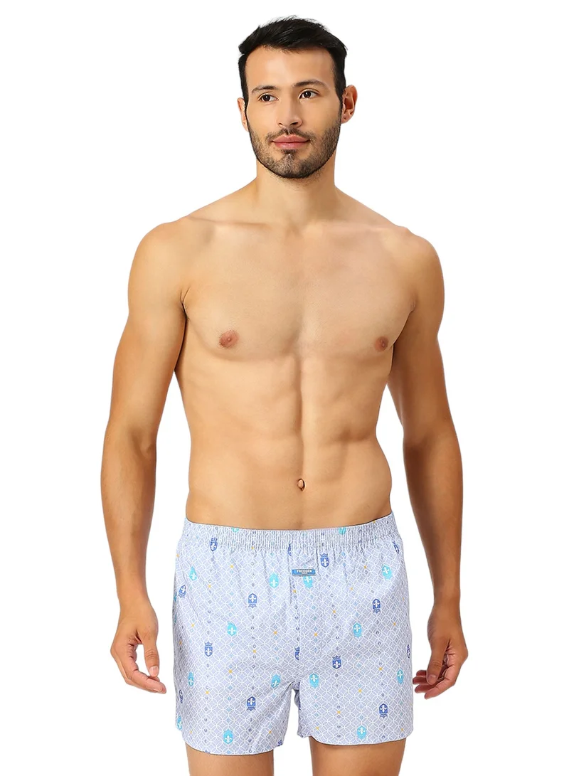 BYC MEN'S PRINTED COTTON BOXER SHORTS (PACK OF 3) - LIGHT BLUE