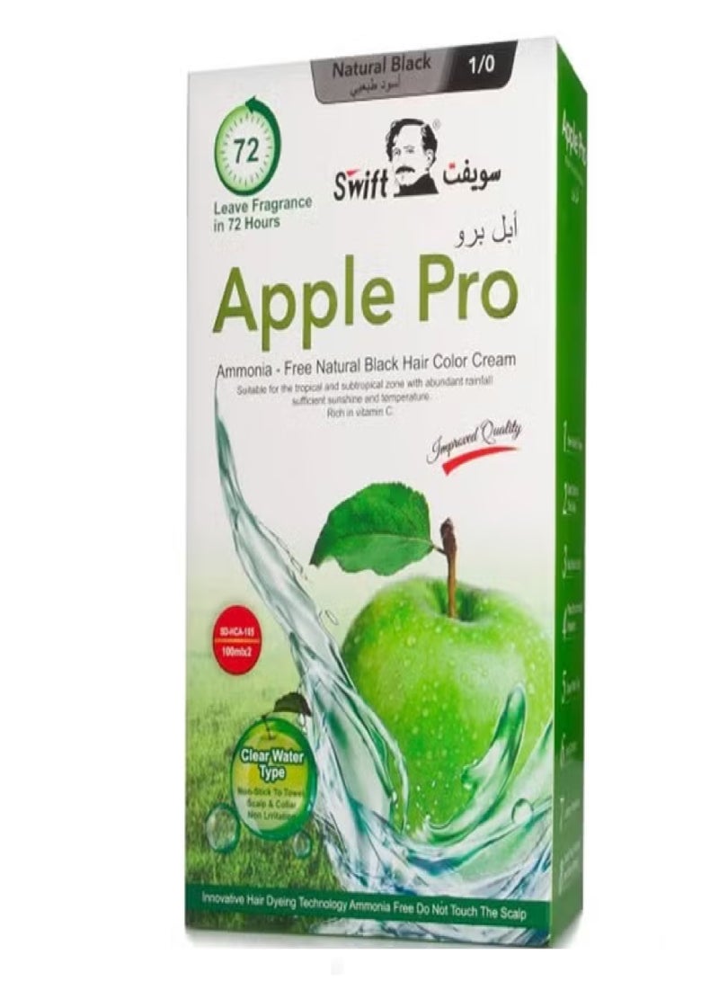 Swift Apple Pro Ammonia free Hair Color Cream Natural Black 100mlx2 - Image 1