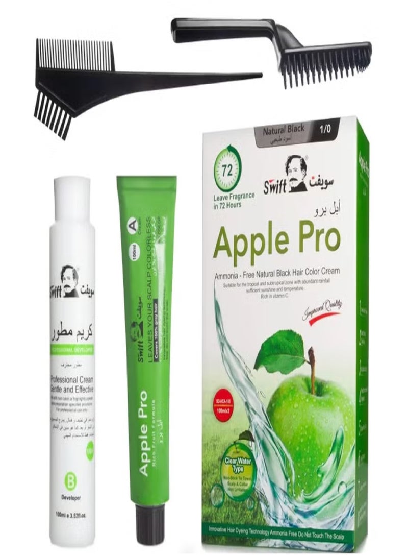 Swift Apple Pro Ammonia free Hair Color Cream Natural Black 100mlx2 - Image 2