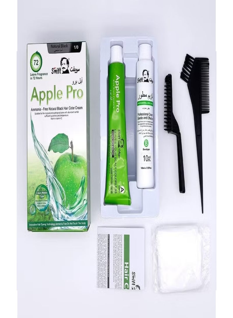 Swift Apple Pro Ammonia free Hair Color Cream Natural Black 100mlx2 - Image 3
