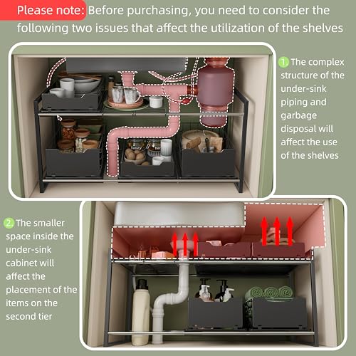 NETEL Adjustable Under Sink Organizers and Storage,Expandable Cabinet Storage Shelf with 4 Pull Out Baskets - Image 2